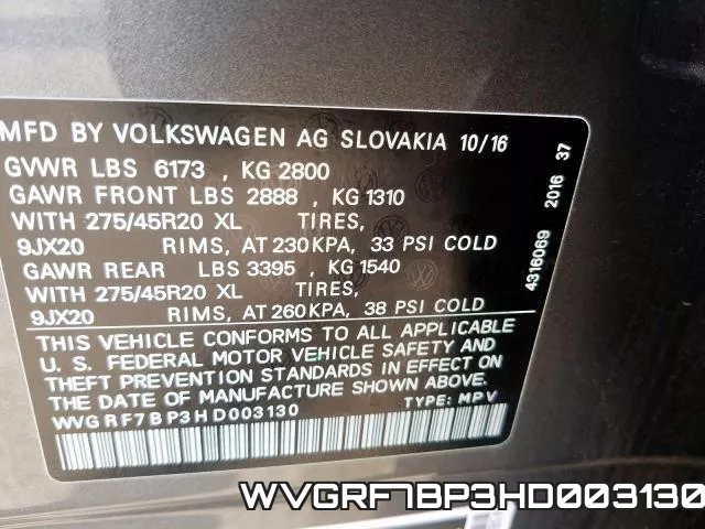 WVGRF7BP3HD003130 фото 2
