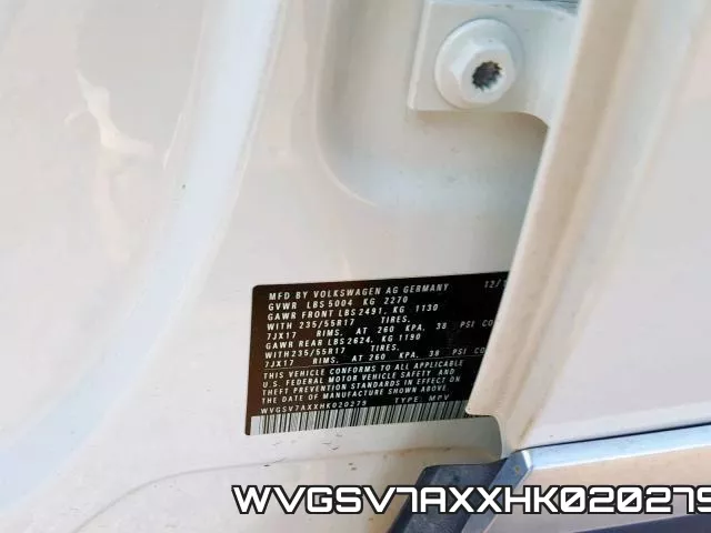 WVGSV7AXXHK020279 фото 2