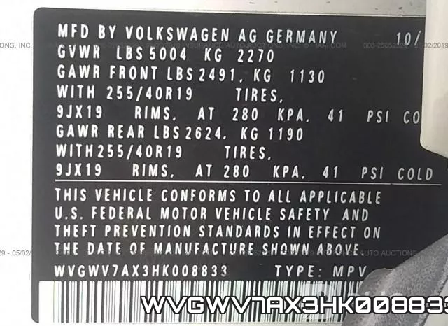 WVGWV7AX3HK008833 фото 10