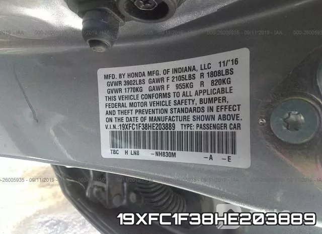 19XFC1F38HE203889 фото 10