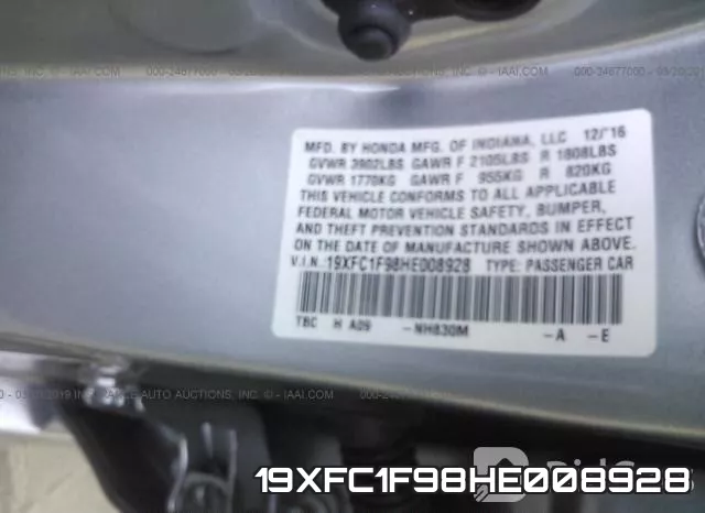 19XFC1F98HE008928 фото 10
