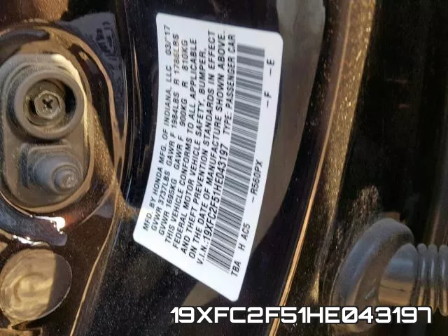 19XFC2F51HE043197 фото 2