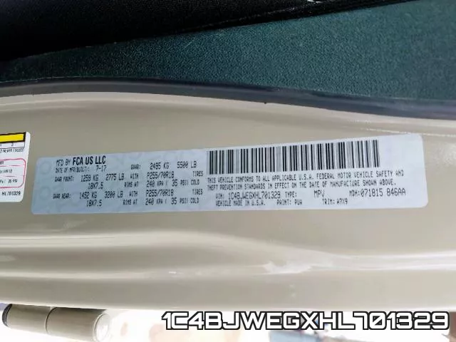 1C4BJWEGXHL701329 фото 2
