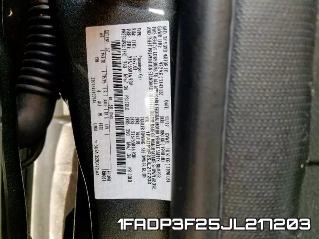 1FADP3F25JL217203 фото 2