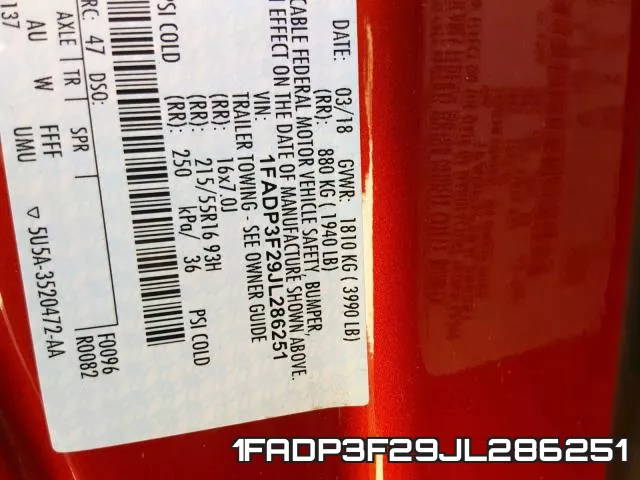 1FADP3F29JL286251 фото 2
