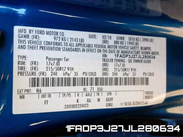 1FADP3J27JL280634 фото 2