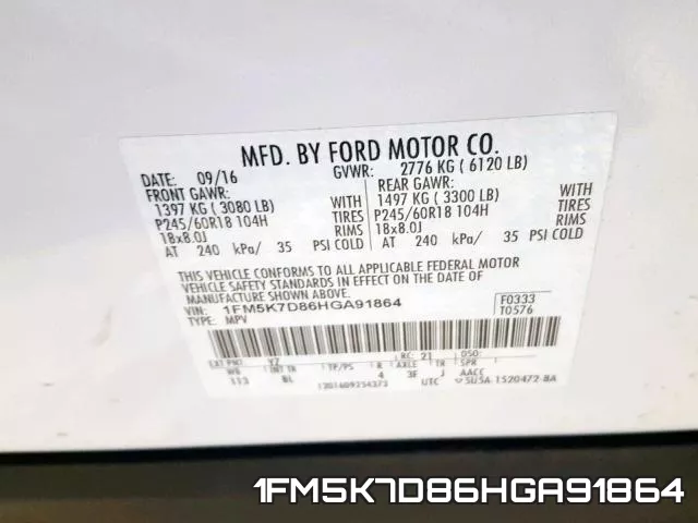 1FM5K7D86HGA91864 фото 2