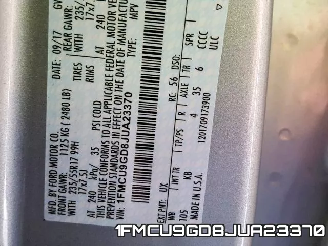 1FMCU9GD8JUA23370 фото 2
