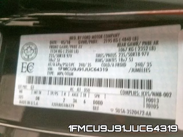 1FMCU9J91JUC64319 фото 2