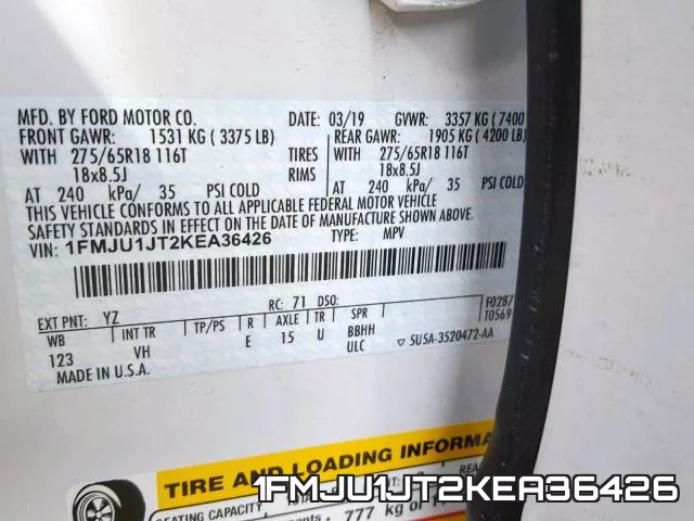 1FMJU1JT2KEA36426 фото 2