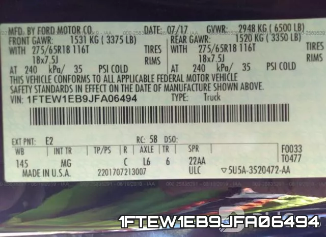 1FTEW1EB9JFA06494 фото 10