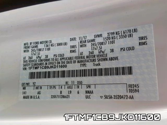1FTMF1CB9JKD11600 фото 2