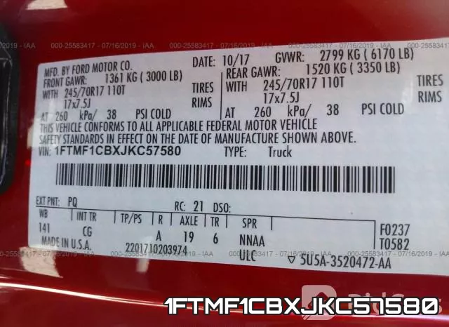 1FTMF1CBXJKC57580 фото 10
