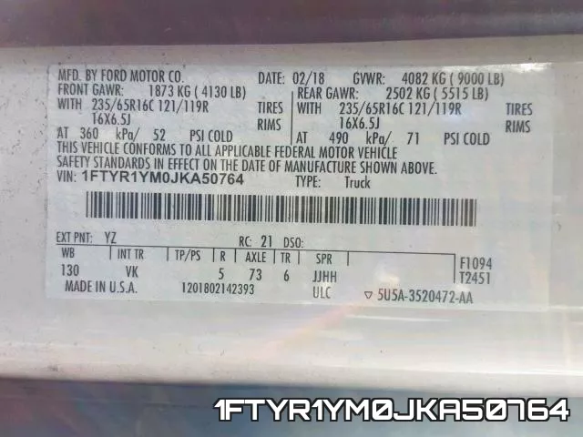 1FTYR1YM0JKA50764 фото 2