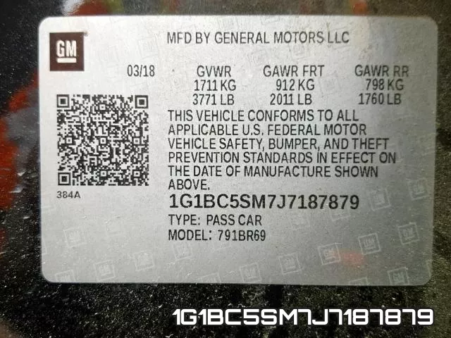 1G1BC5SM7J7187879 фото 2