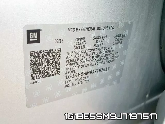1G1BE5SM9J7197517 фото 2