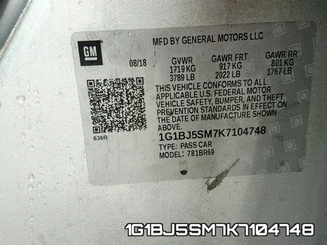 1G1BJ5SM7K7104748 фото 2
