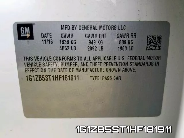 1G1ZB5ST1HF181911 фото 2