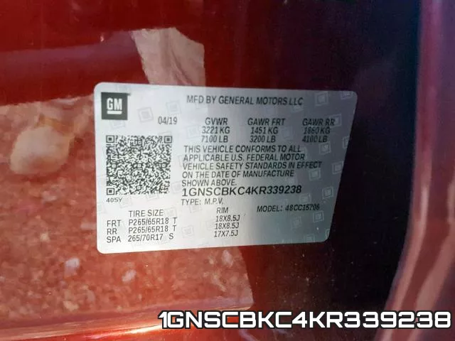 1GNSCBKC4KR339238 фото 2