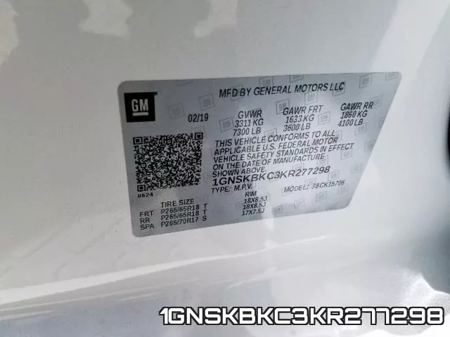 1GNSKBKC3KR277298 фото 2