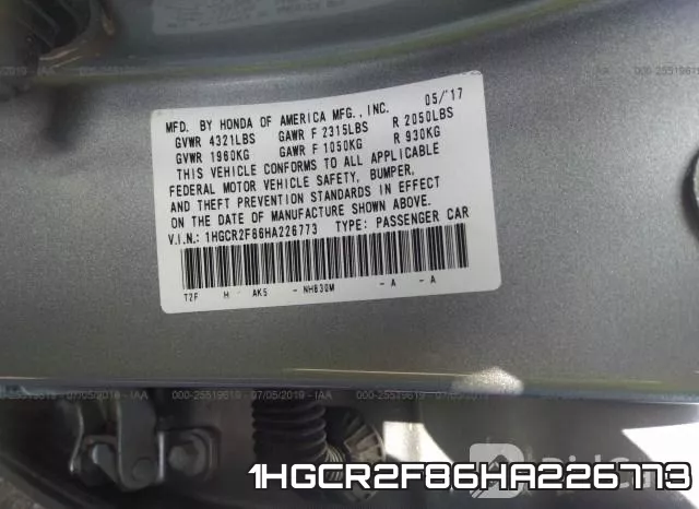 1HGCR2F86HA226773 фото 10