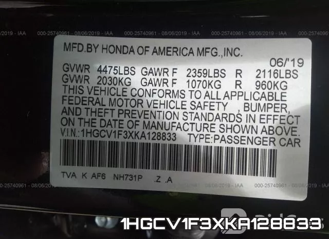 1HGCV1F3XKA128833 фото 10