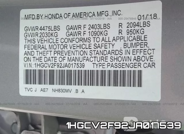 1HGCV2F92JA017539 фото 10