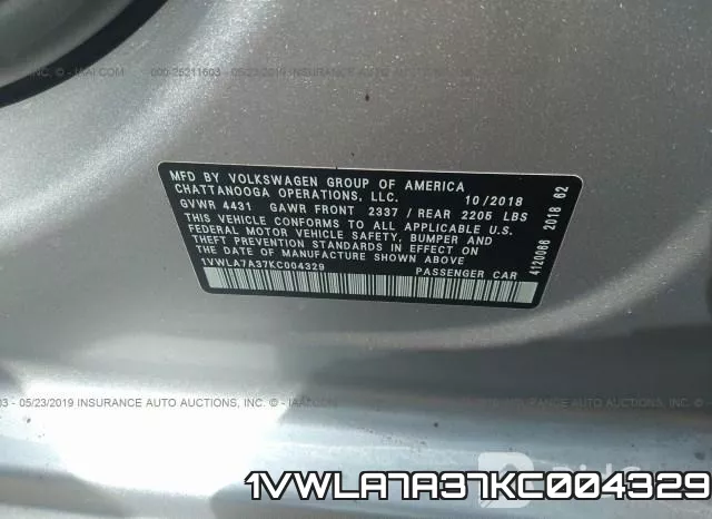 1VWLA7A37KC004329 фото 10