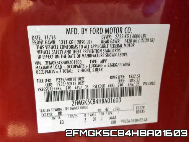 2FMGK5C84HBA01603 фото 2