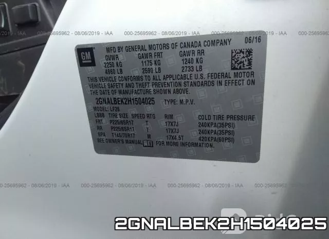 2GNALBEK2H1504025 фото 10