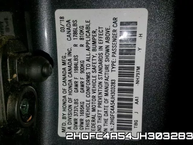 2HGFC4A54JH303283 фото 2