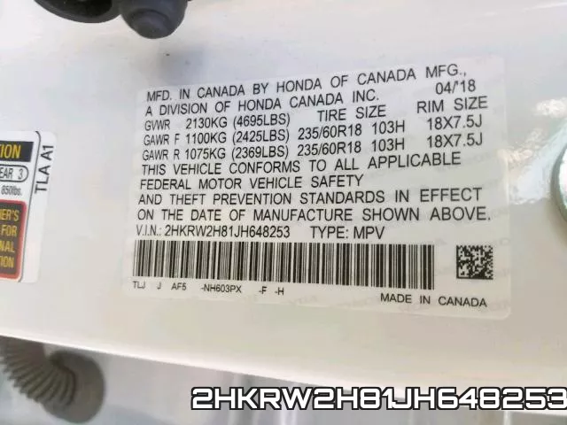2HKRW2H81JH648253 фото 2