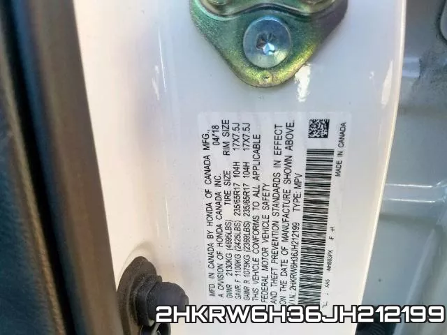 2HKRW6H36JH212199 фото 2