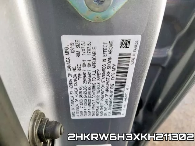 2HKRW6H3XKH211302 фото 2