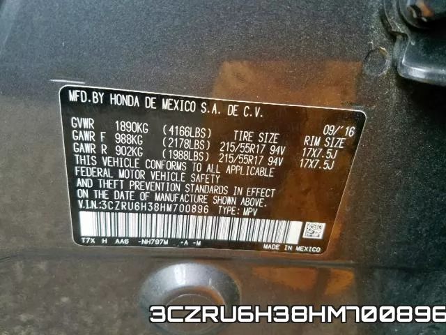 3CZRU6H38HM700896 фото 2