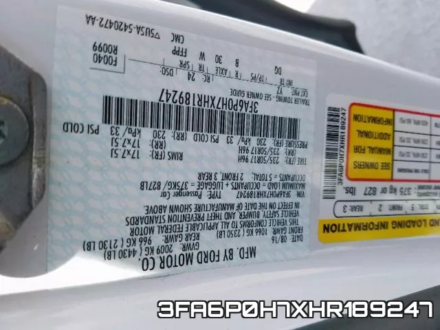 3FA6P0H7XHR189247 фото 2