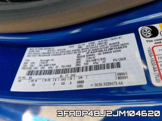 3FADP4BJ2JM104620 фото 2