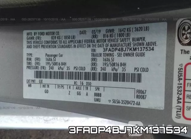 3FADP4BJ7KM137534 фото 10