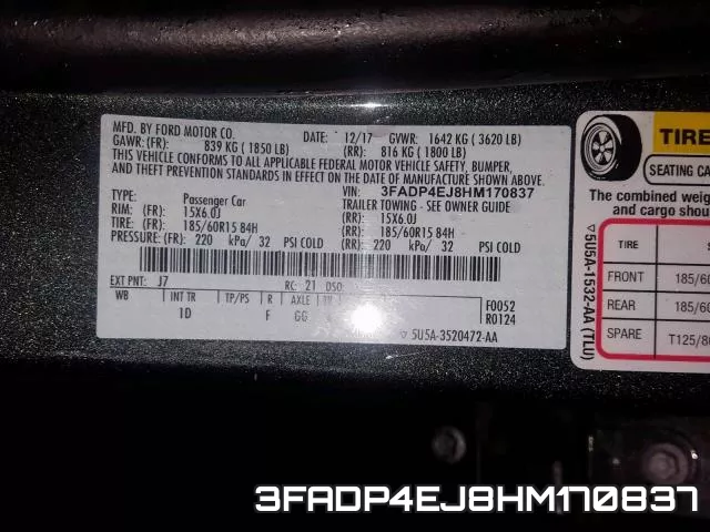 3FADP4EJ8HM170837 фото 2
