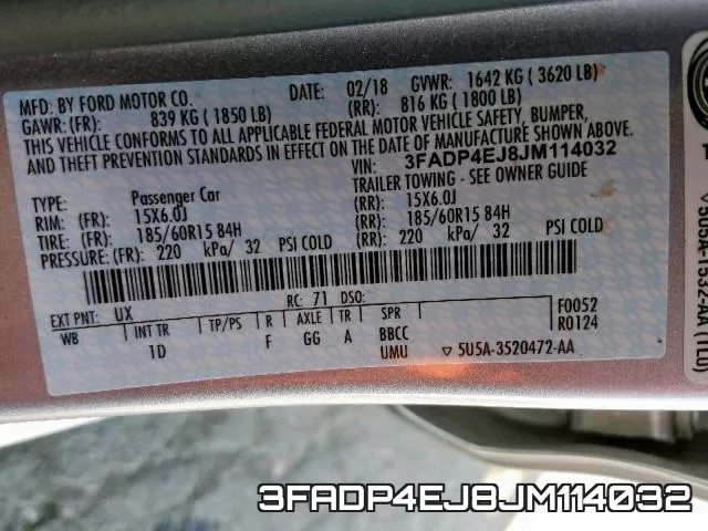 3FADP4EJ8JM114032 фото 2