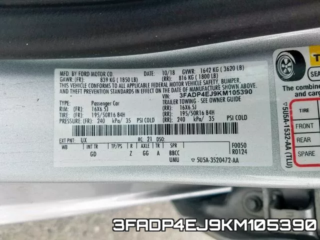 3FADP4EJ9KM105390 фото 2
