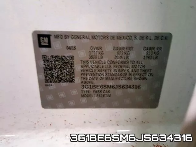 3G1BE6SM6JS634316 фото 2