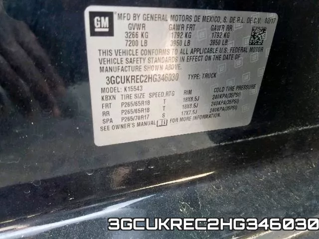 3GCUKREC2HG346030 фото 2