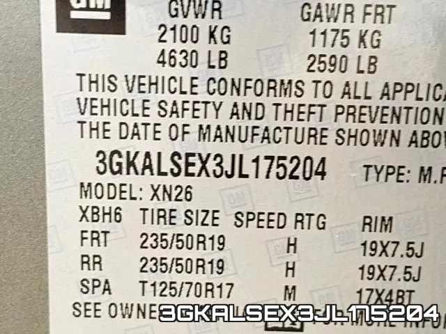 3GKALSEX3JL175204 фото 2