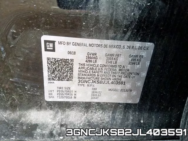 3GNCJKSB2JL403591 фото 2