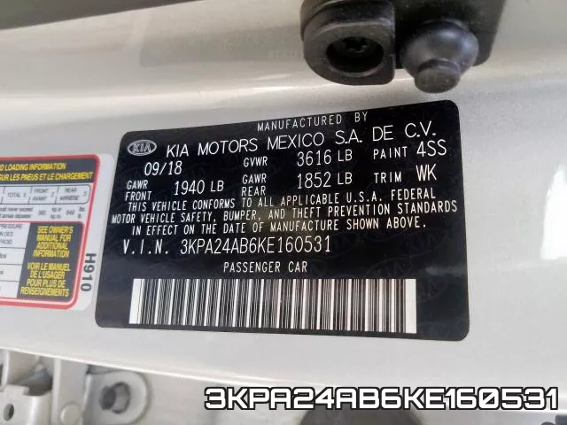 3KPA24AB6KE160531 фото 2