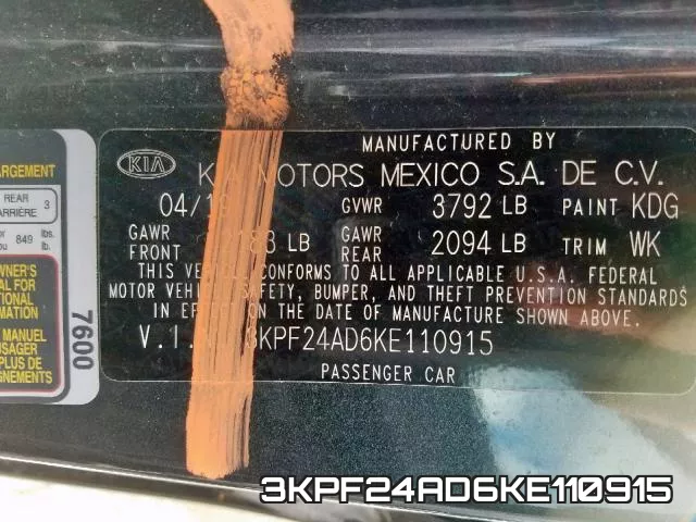 3KPF24AD6KE110915 фото 2
