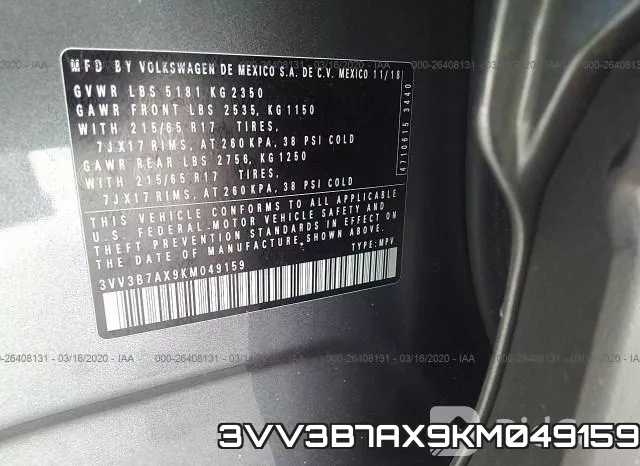 3VV3B7AX9KM049159 фото 10