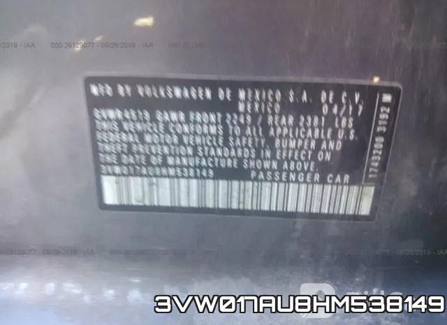 3VW017AU8HM538149 фото 10