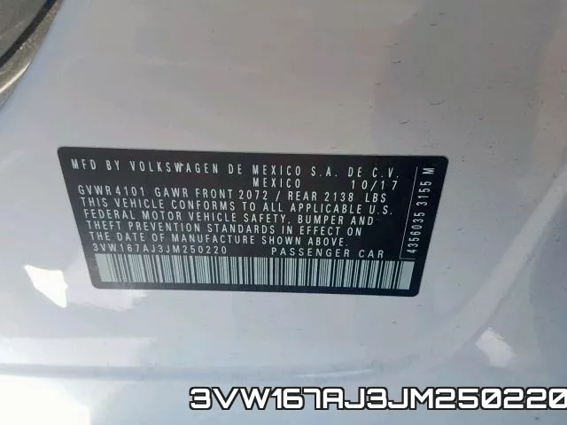 3VW167AJ3JM250220 фото 2